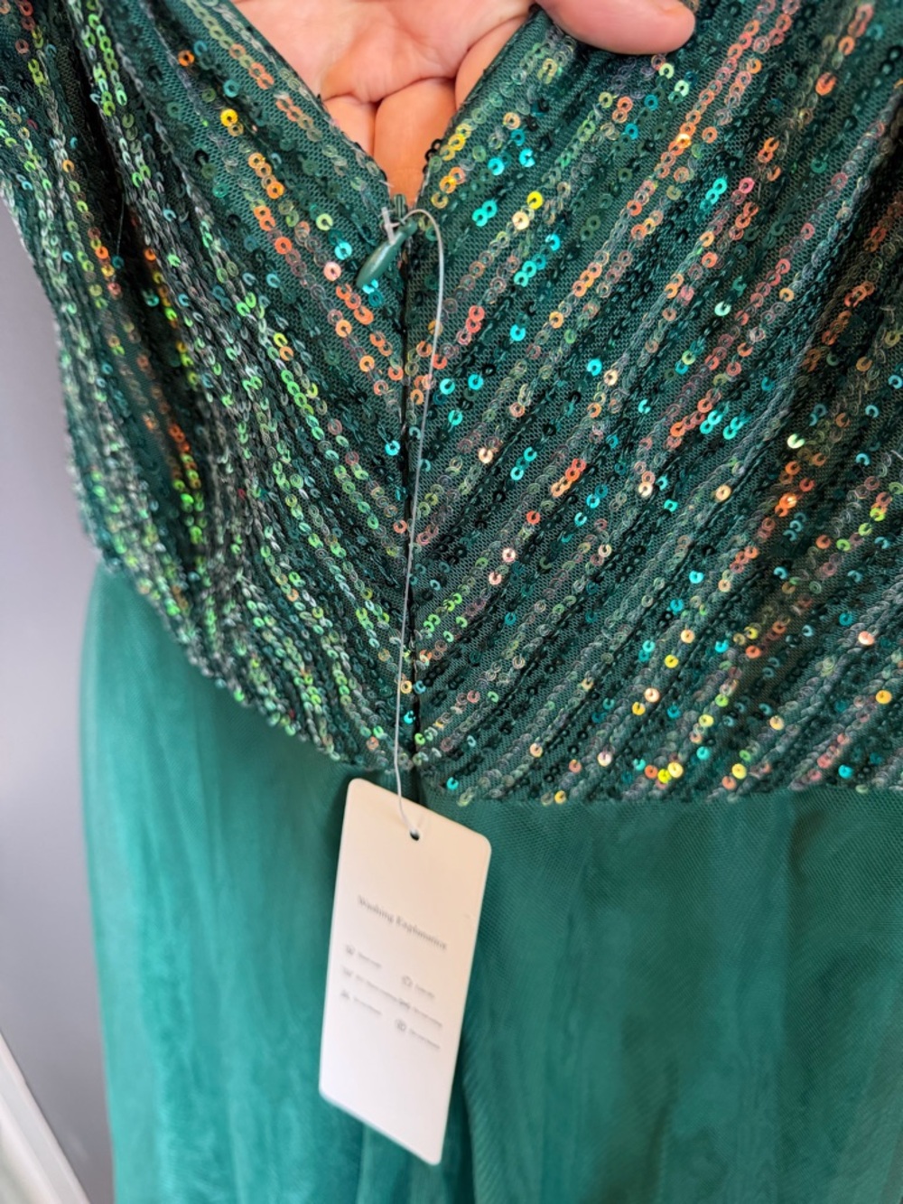 NWT Sequin Dress Evening Gowns Tulle Long Empire Waist Twist Formal Maxi Large - Picture 12 of 12